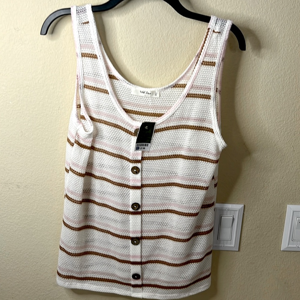 Light tank top. Size Large white pink and tan tank.
